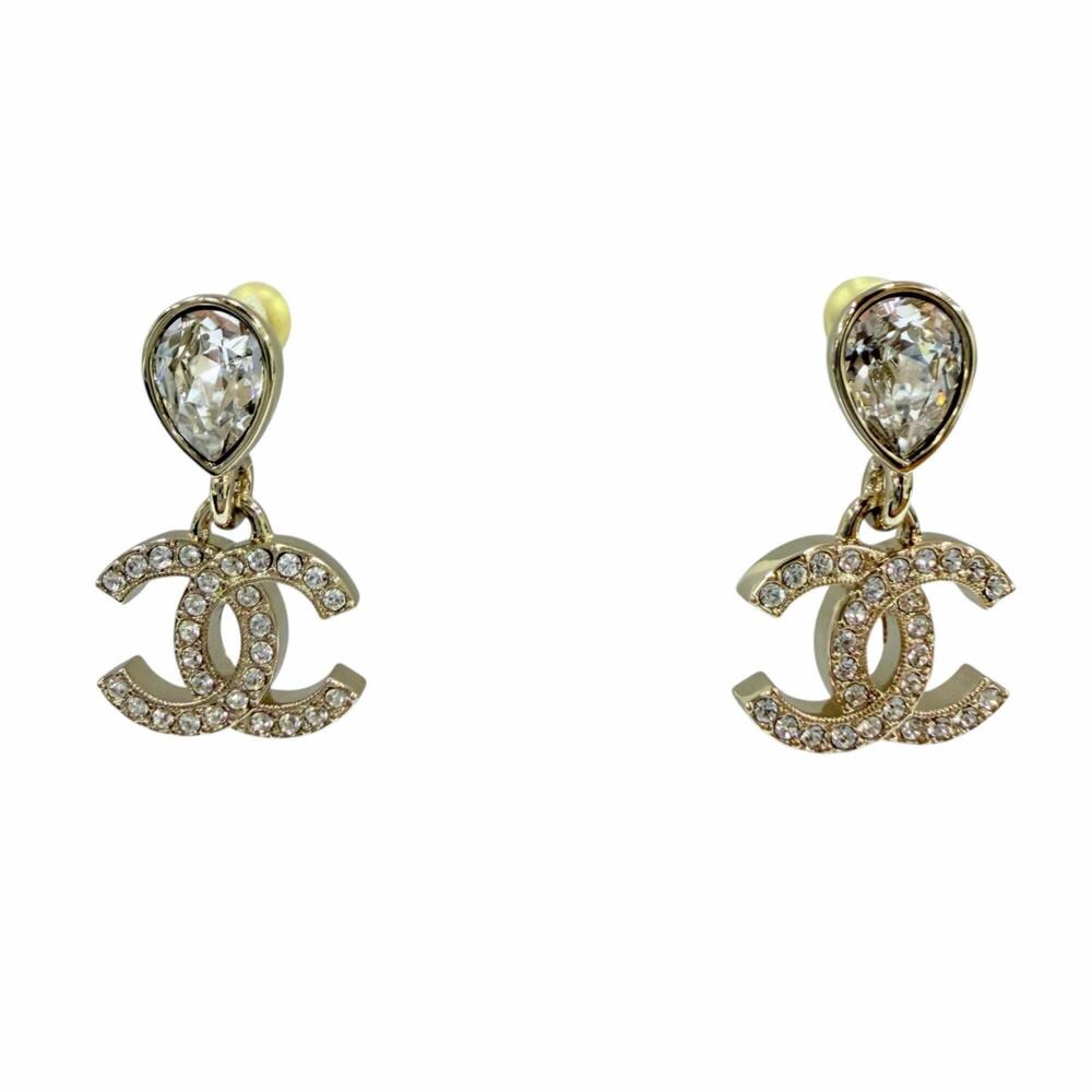 CHANEL Gold Logo Earrings